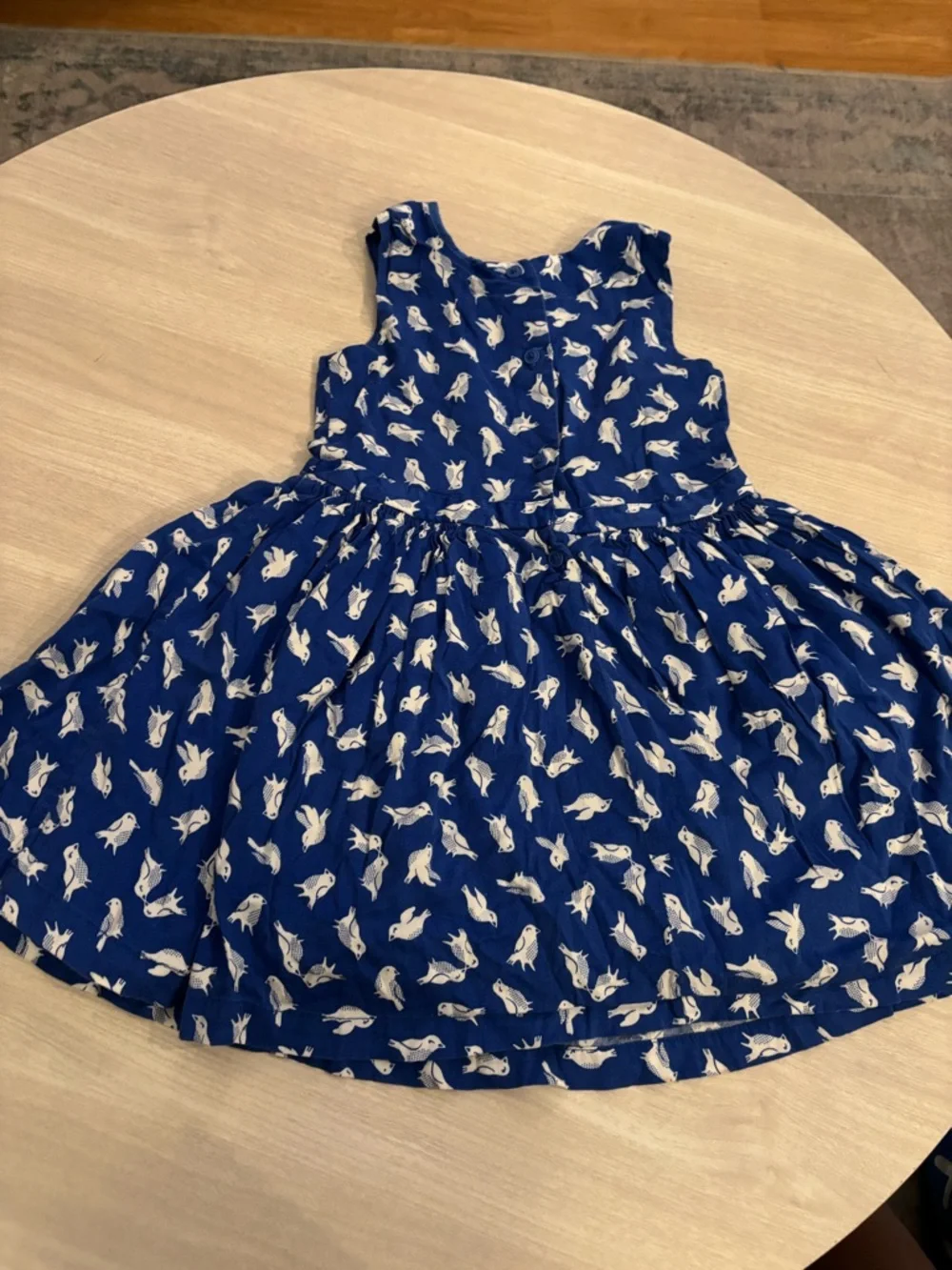 Carter's Blue Sleeveless Cotton Rayon Dress White Birds Novelty Print size 4